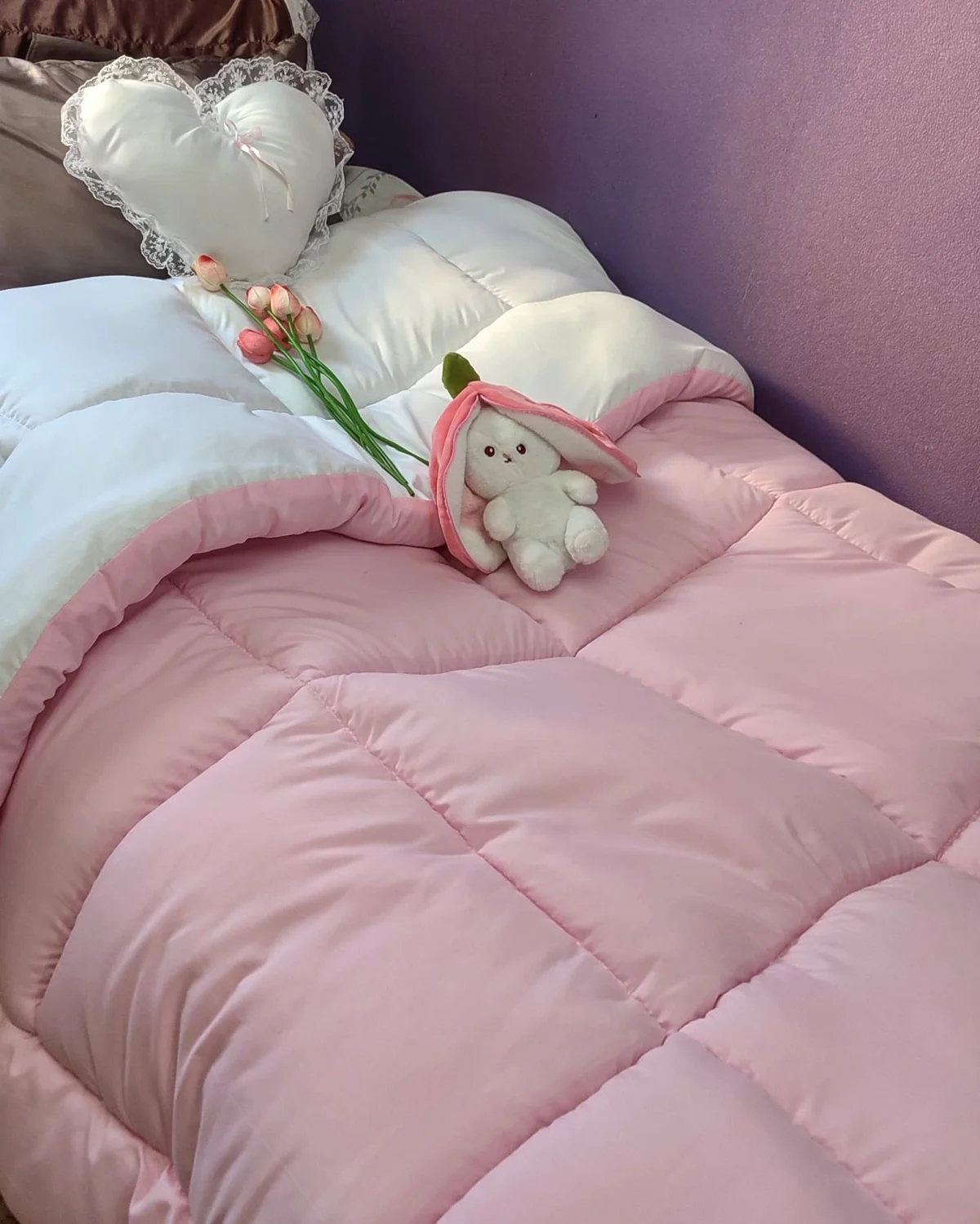 Couette rose & blanche